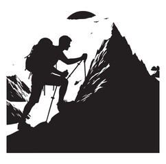 Fototapeta premium A man climbing mountain silhouette vector illustration
