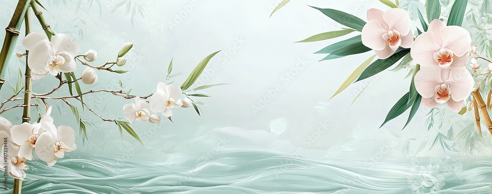 Wall mural Whispering Bamboo Grove: The background is adorned with a gradient