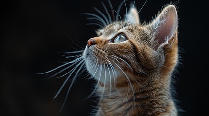 Curious Kitten Gazing Upward