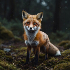 Fototapeta premium Antique nature color image: American Gray Fox