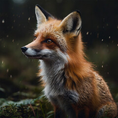 Antique nature color image: American Gray Fox