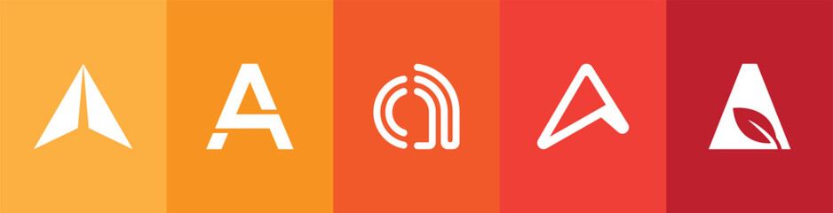 5 different letter A logo design concept for company and industries