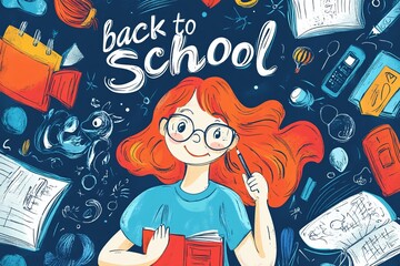 Vector Art of the writing "Back To School" with school and education background, homecoming, re-entry, school terms