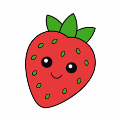 Strawberry cartoon flat vector illustration