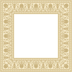 Vector golden square classic greek ornament. European ornament. Border, frame Ancient Greece, Roman Empire