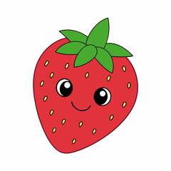 Strawberry cartoon flat vector illustration