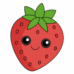 Obraz premium Strawberry cartoon flat vector illustration