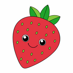 Strawberry cartoon flat vector illustration