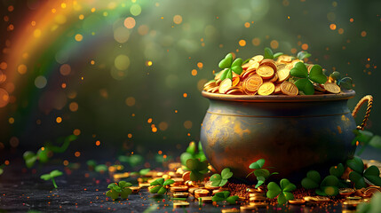 Pot of Gold & Shamrocks for St. Patrick's Day