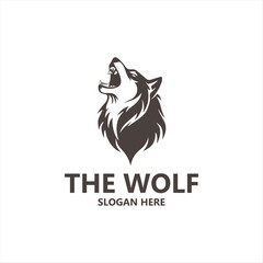 black wolf logo vector illustration, Design element for logo, poster, card, banner, emblem, t shirt. Vector illustration
