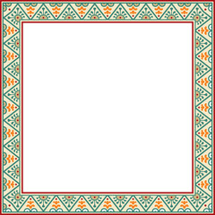 Vector square colored border, frame, Pompeii. Rectangle Neopolitan ornament. Art of Ancient Rome. Template for stained glas