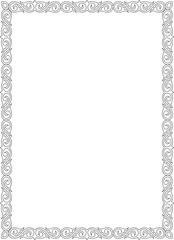 Vector black contour square Kazakh national ornament. Ethnic pattern of the peoples of the Great Steppe