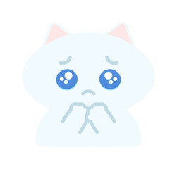 うるうるの涙目のかわいい猫 - ぴえんの絵文字のようなの表情の動物のデザイン素材
