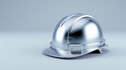 Fototapeta premium A highly detailed image of a construction helmet, with a reflective visor and slight wear