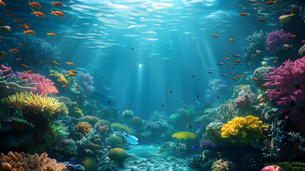 Underwater Coral Reef with Colorful Fish