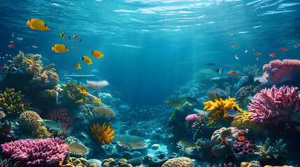 Naklejka premium Vibrant Coral Reef Underwater Scene