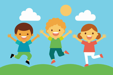 Children playing in the park vector illustration