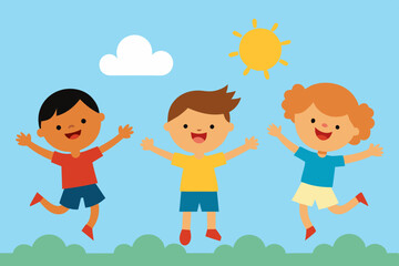 Children playing in the park vector illustration