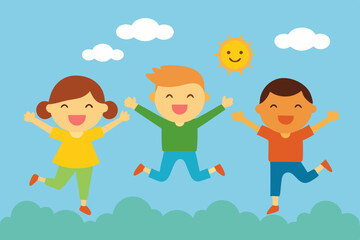 Children playing in the park vector illustration