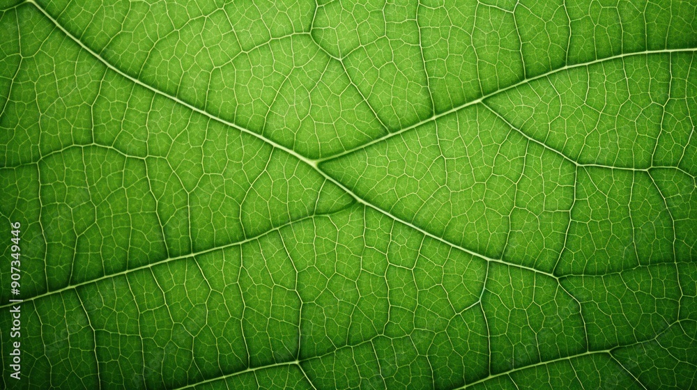 Poster close-up view of intricate green leaf veins creating a textured pattern