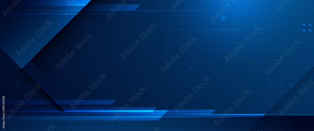 Aufkleber vector abstract geometric shape, line, light effect on dark blue gradient color for banner, wallpape
