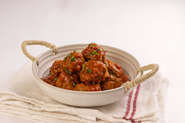 Albondigas is Meatballs in Tomato Sauce. (Spanish Meatballs)