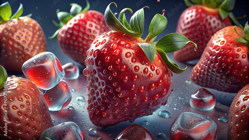 Wall mural strawberries and ice