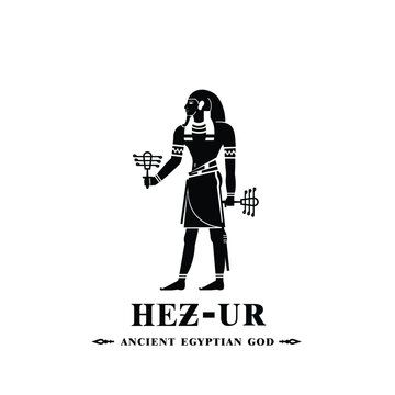 Silhouette of ancient egypt god hez ur, god of music who played the sistrum