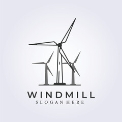 windmill for wind energy logo line art illustration template graphic design