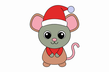 Christmas mouse vector illustration 