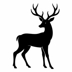 Obraz premium silhouette of a deer, deer vector illustration, pet vector art, deers silhouette, animal vector icon, eps, deer baby