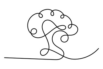 Human brain continuous one line drawing of isolated outline vector icon