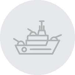 Warship Vector Line Grey Circle Grey