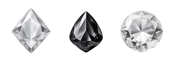 Collection of gems isolate on transparent background.