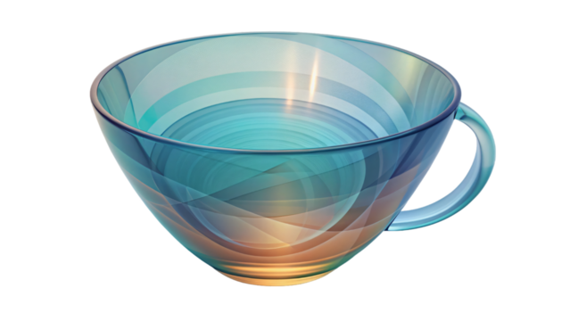 Empty abstract glass dishware isolated on white background