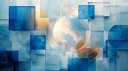 Abstract Geometric Composition with Sky