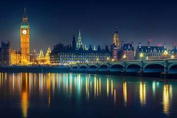 Fototapeta premium Night view of London big ben