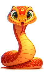 Fototapeta premium Cute cartoon red snake isolated on white background