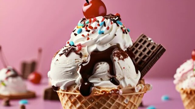 sundae ice cream in a cone