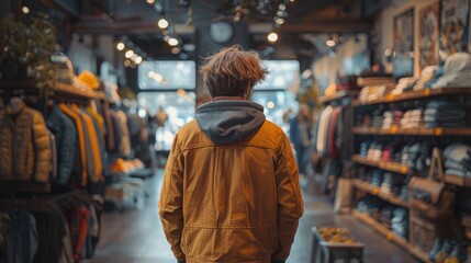Obraz premium man shopping for clothes in thrift store