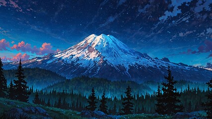 mount rainier national park usa natural wonders around the world sunset view anime theme