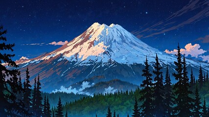mount rainier national park usa natural wonders around the world sunset view anime theme
