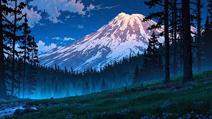 mount rainier national park usa natural wonders around the world sunset view anime theme