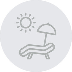 Beach Chair Vector Line Grey Circle Grey