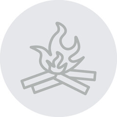 Beach Bonfire Vector Line Grey Circle Grey