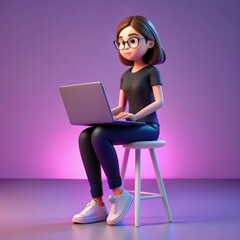 3d-rendering-cartoon-like-woman-working-computer