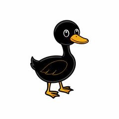 Obraz premium duck isolated on white, duck vector illustration, pet vector art, ducks silhouette, animal vector icon, eps