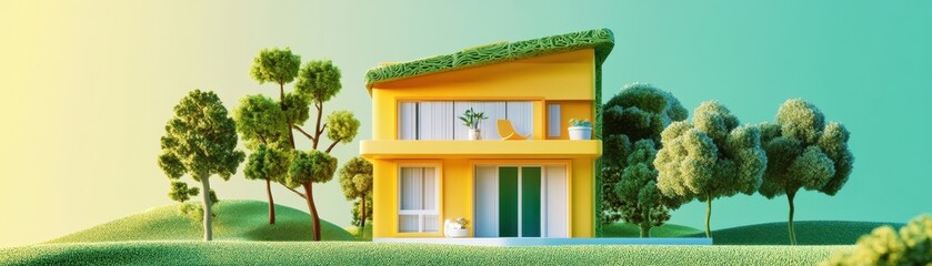 Ecoconscious building materials from recycled plastics, flat design, front view, innovative materials theme, 3D render, vivid