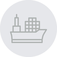 Cargo Ship Vector Line Grey Circle Grey