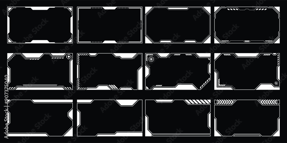 Poster sci-fi futuristic hud dashboard display virtual reality technology screen. user interface set. stati